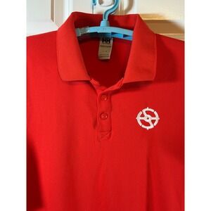 Helly Hansen Mens Polo Shirt Red Textured Embroidered Logo Short Sleeve Casual L